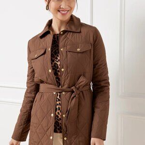 Talbots Petite Brown Belted Quilted Shirt Jacket (NWT) Size PXL